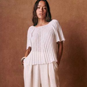 Sezane Romy Blouse in white eyelet